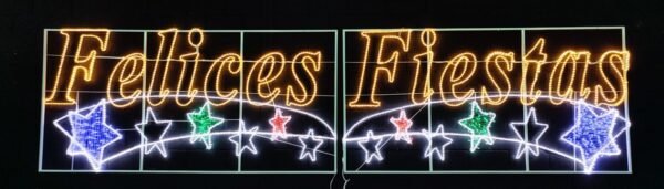 CARTEL FELICES FIESTAS DOBLE HILO LUZ 6 X 1.50MTS
